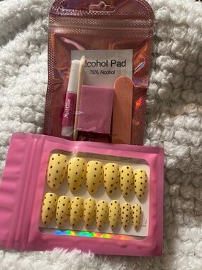 Handmade Medium Almond Polka Dot Press On Nails